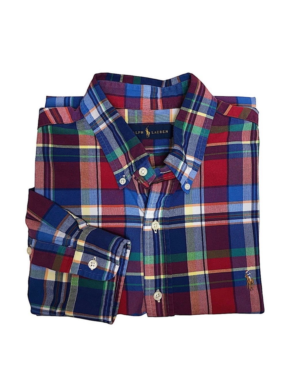 Ralph Lauren Cotton Multicolor Plaid Button Down Long Sleeve Oxford Shirt XL